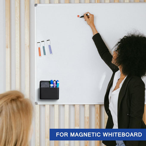 Simetufy Magnetic Dry Erase Marker Holder - Whiteboard Marker Holder, Magnetic Cup for Dry Erase Board, 2 Pack, Black