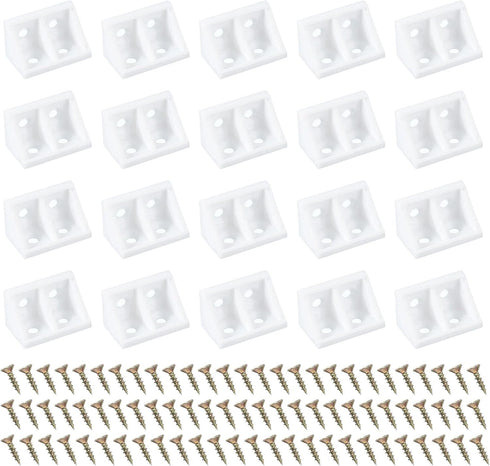 PATIKIL Plastic Corner Braces 0.75x0.75x1.3, 20 Pack L-Shape Bracket Right Angle Board