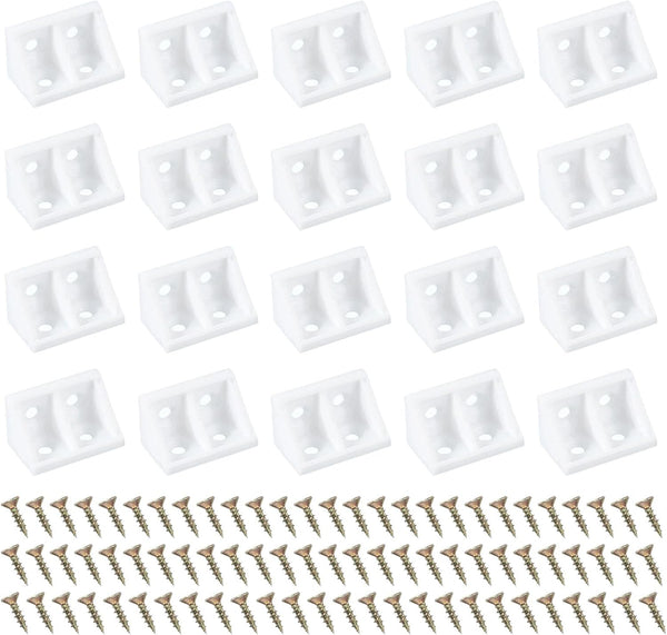 PATIKIL Plastic Corner Braces 0.75x0.75x1.3, 20 Pack L-Shape Bracket Right Angle Board