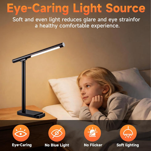 BOKELUNA 2 1 3500-6500K Dimming 5 in LED Desk Lamp - Magnetic Desk Lamp with Phone Holder & USB Charging Port for Home