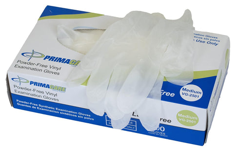 PrimaCare Medical Supplies VG-2501 Case of 100 Medium Size Vinyl Examination Gloves, Disposable, Latex & Powder Free