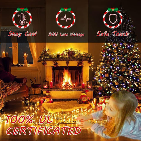 105FT 300 8 realization Christmas Lights Outdoor, LED String Lights Indoor with Modes, End-to-End Plug, UL Certified