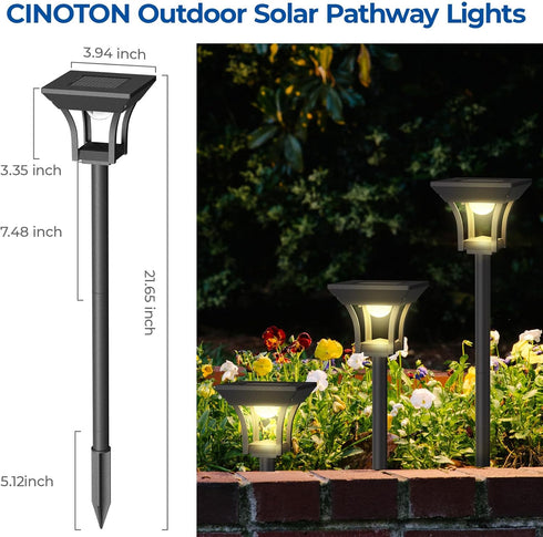 6 Pack 3 IP65 CINOTON RGBCW Solar Pathway Outdoor Lights, Lighting Modes Solar LED Garden Light, Waterproof Outside