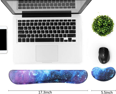 Wrist Rest for Computer Keyboard and Mouse Pad Support, Ergonomic Memory Foam Set for Typing Relief