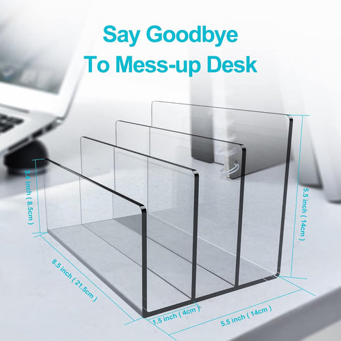 Boloyo Acrylic File Holder, 2PC 3 Sections Clear File Organizer for Home Office School Document Storage