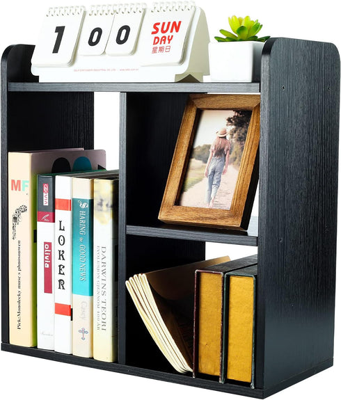 PAG Desktop Shelf Freestanding Wood Small Bookshelf Desk Supplies Organizers and Accessories Storage Display Rack