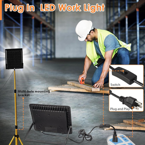 50W 6500K White,12000LM Light,IP66 LED Flood Light Outdoor Daylight Super Brighter LED Work Waterproof Security Light