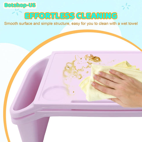 6 (19.6" 9.8" 7" Pcs Kids Lap Desk Tray, Plastic Breakfast Laptop Trays with Side Pockets, Portable Stackable Lap Bed