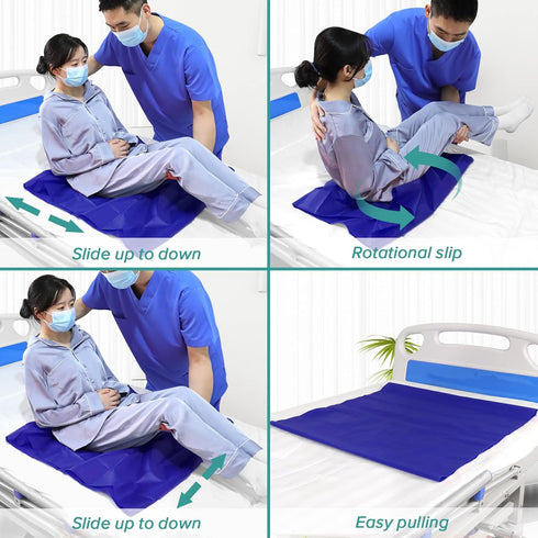 Tubular Slide Sheet for Patient Transfer, 28"x28" Blue Sliding Draw Sheets for Elderly, Hospital Bed, Home Care
