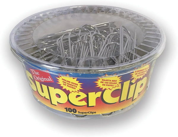 Tabbies 100 Silver Superclip Tub - Clips Holds up to 100 Sheets of Paper, Lays Flat (72003)