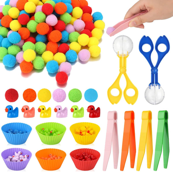libfrnt 228 Pcs Colorful Sensory Bin Filler Fine Motor Toys Counting Sorting 120Pcs