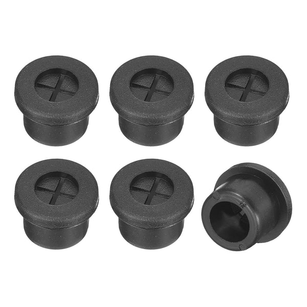 uxcell 6 Pcs 1/2 Inch Cable Cord Grommet, Flexible Rubber Grommets for Desk Wire Organizer, Black