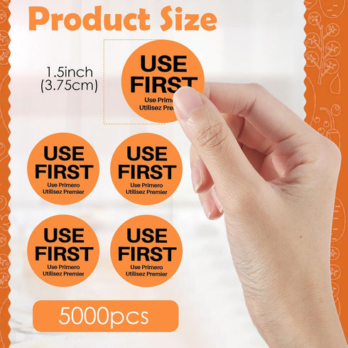 5000 1.5 Inch Epakh Pcs Use First Stickers Food Service FIFO Inventory Control Stickers Circle Removable Restaurant