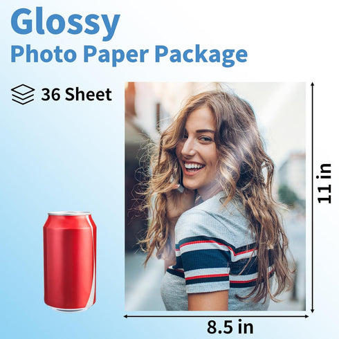 Reastar 8.5 11, 36 Brochures(180gsm/48lb) Glossy Photo Paper x Sheets Inkjet Photo Printer Paper, Instant Dry Picture