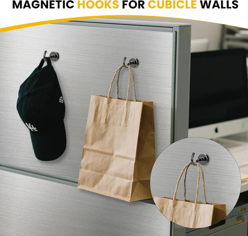 DIYMAG Magnetic Hooks for Hanging | 30lbs Heavy Duty Strong Magnets for Classroom Beach Kitchen Grills (10 Pack Black)