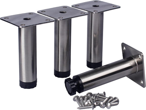 HUAYY Furniture Adjustable Legs 4 inches(Nickel-Plated,4 Sets),Suitable for Modern Ottoman Style Furniture