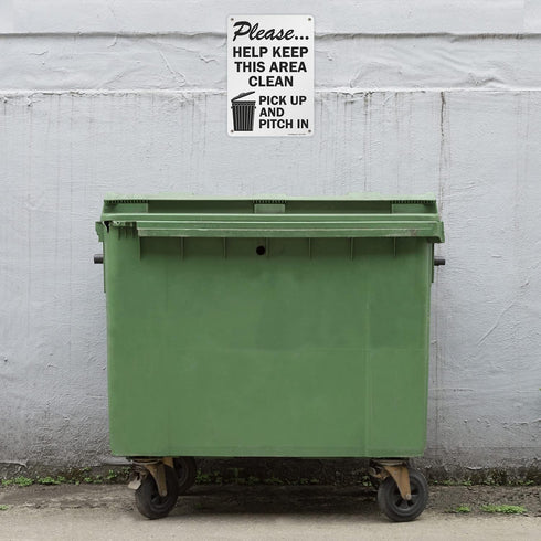 SmartSign "Please Help Keep This Area Clean, Pick Up And Pitch In" Sign | 10" x 14" Aluminum