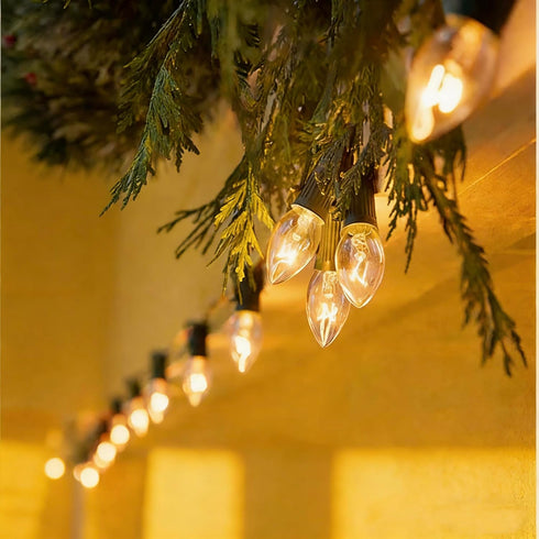 Hrsovii C7 Bulb, 8W E12 Bulb, Dimmable (Pack 15) Clear Incandescent Light Candelabra Base Suitable for Christmas String