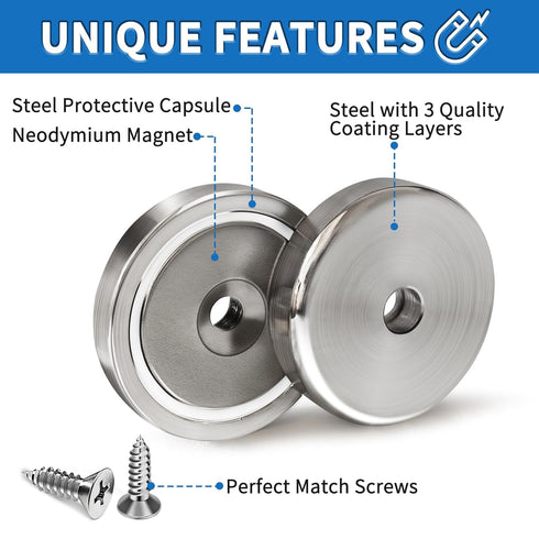 Strong Neodymium Disc Magnets with Countersunk Holes for DIY, Craft, Office, Building, Fridge - 1.4 inch x 7mm (12)