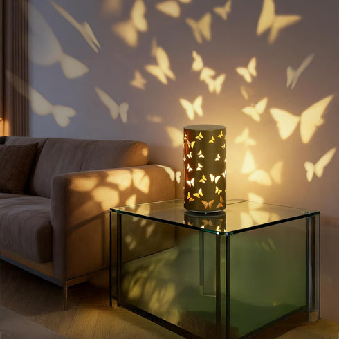 Butterfly Night Light - USB Table Lamp with Rotating Projection, Portable Bedside Light for Bedroom, Coffee Shop, Gifts