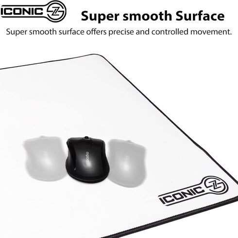 XL Extended Gaming Mouse Pad/Mat 34"x14" (White), Large Wide Desk Cloth Mousepad, Non Slip Base