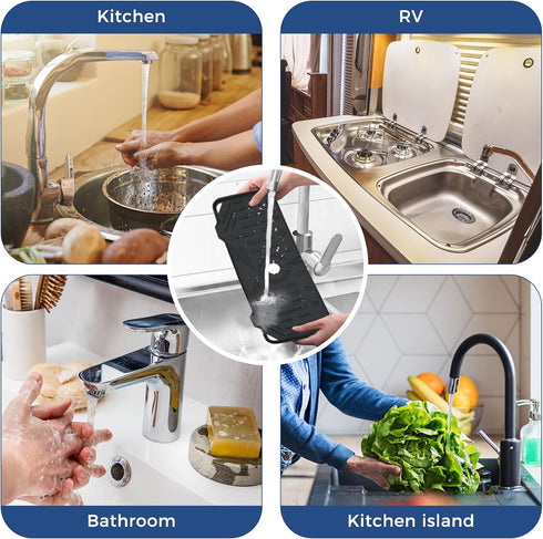 2 2 1 Counter, Pcs Silicone Faucet Handle Drip Catcher Tray Mat, in Dish Soap Sponge Holder for Kitchen Sink & Sink