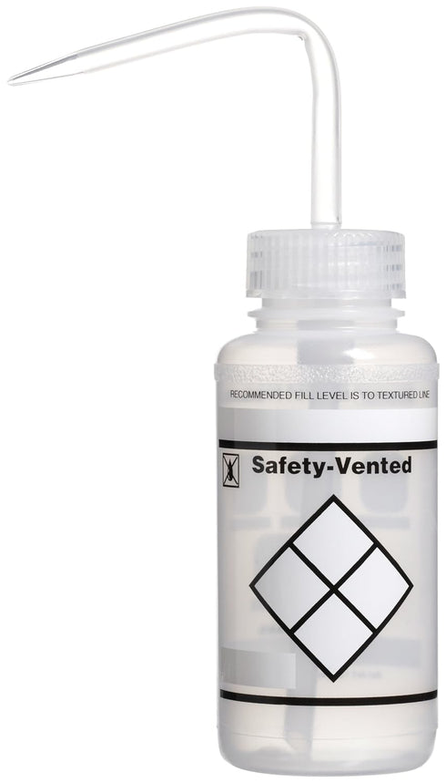 SP Bel-Art Safety-Vented/Labeled 2-Color LYOB Wide-Mouth Wash Bottles; 250ml (8oz), Polyethylene, Pack of 3