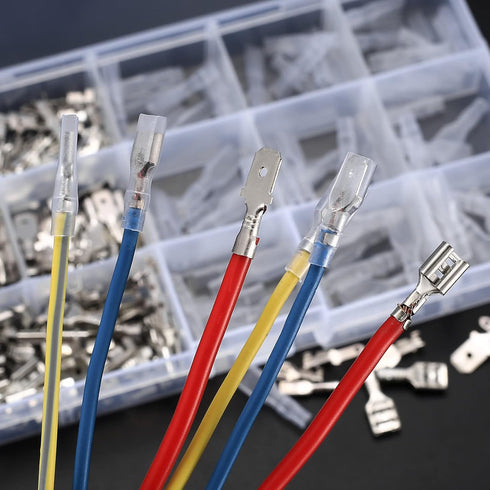 360 Pcs Male and Female Wire Spade Connectors - 2.8/4.8/6.3mm Quick Splice Electrical Crimp Terminal Block Kit