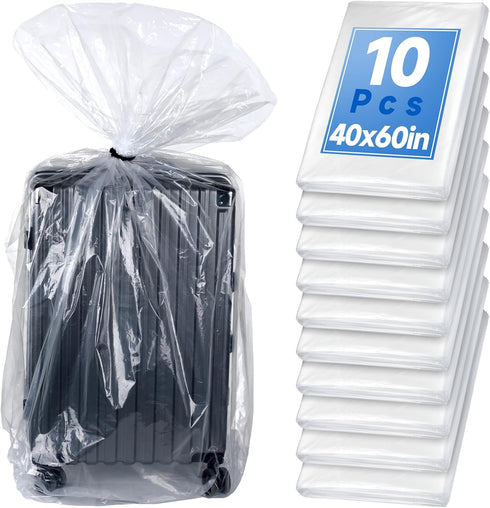 Oqqlin 10 Pack 40 x 60 Inch Extra Large Clear Plastic Bags, 3.9