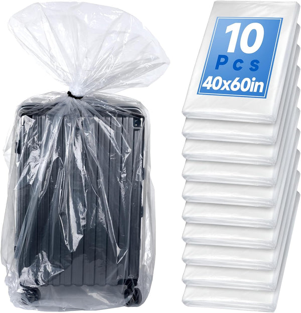 Oqqlin 10 Pack 40 x 60 Inch Extra Large Clear Plastic Bags, 3.9