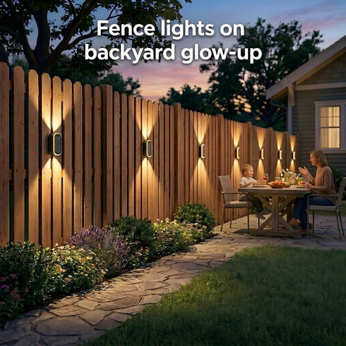 2 Pack IP67 3 12h Ellasay Fence Lights Solar Powered: Solar Wall Lights Outdoor Up and Down Waterproof - Colors Modes