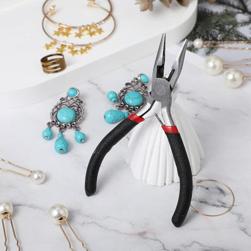 Small Needle Nose Pliers Set, 5 Inch Long Nose Pliers with Comfort Grip for Jewelry Making, Black