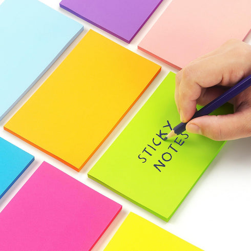 Sticky Notes 3x5 inch, Bright Colors, Self-Stick Pads, 8 Pads/Pack, 50 Sheets/Pad, Total 400 Sheets