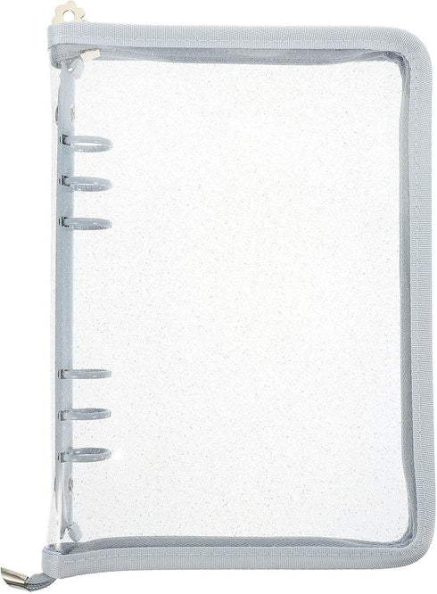 STOBOK A6 Binder Cover 6-Ring Clear Transparent PVC Notebook Folder Cover with Zipper Closure Loose Leaf Binder Protector for Meeting Travel Office by STOBOK