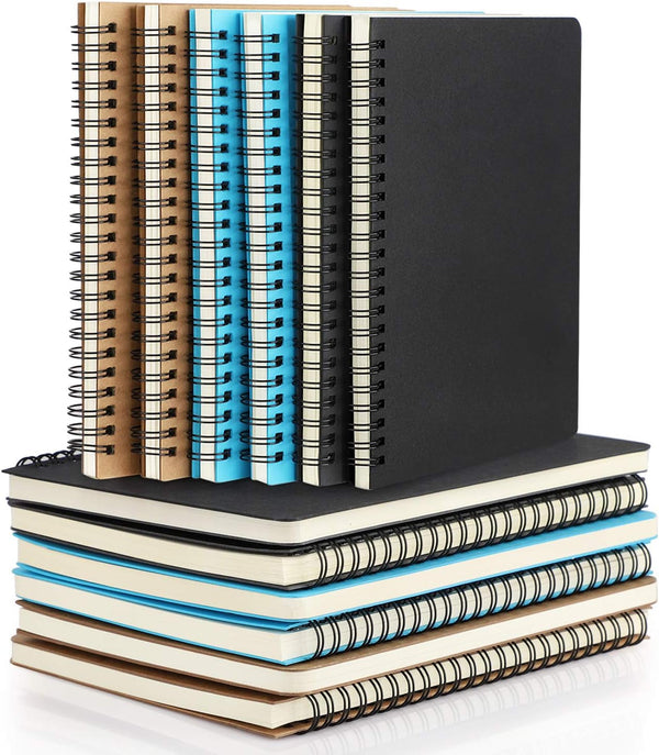 EUSOAR Spiral Ruled Notebook - A5 12 Packs, 5.5" x 8.3", 120 Pages Lined Travel Writing Notebooks, 3 Colors Covers
