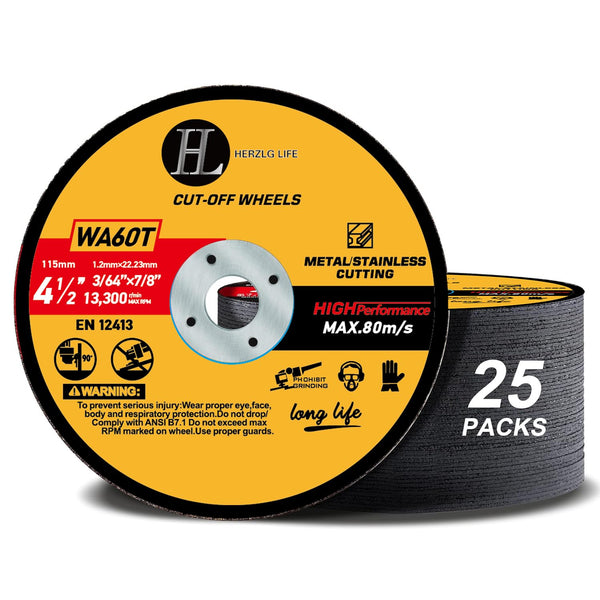 Cut Off Wheels 4 1/2 inch 25 Pack - Ultra-Thin Cutting Wheel for Metal & Stainless Steel Angle Grinder