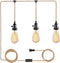 CAFULAM 3 Light Hemp Rope Plug in Pendant Light Rattan Hanging Lights with