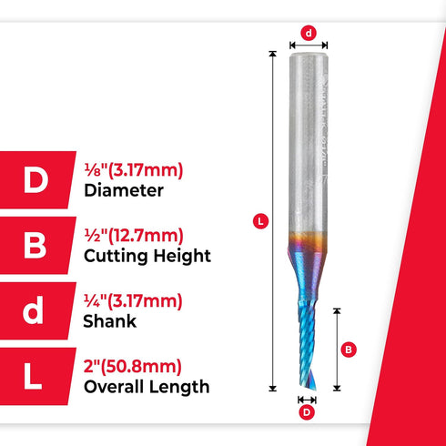 Amana Tool 51411-K Solid Carbide CNC Spektra Extreme Tool Life Coated Spiral 'O' Flute