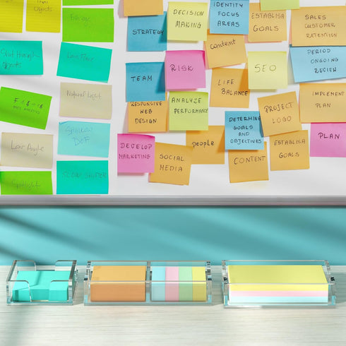 WINFFOR Acrylic Notepad Holder Dispenser - 3x3 in Sticky Note Memo Holder for Desk Organizer (W/O Pads) Office School
