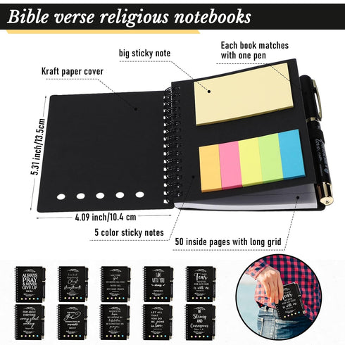 Kosiz 30 Set Christian Gift Set, Bible Verse Pens, Spiral Religious Notebook for Sunday School