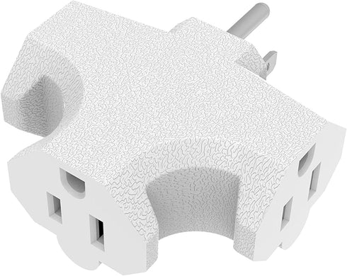 3 Plug Outlet Adapter (T-shaped), Heavy Duty Outlet Extender, Grounded Wall Adapter, Turn 1 to 3 Outlet, White