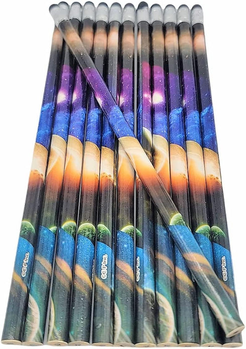 Outer Space Solar System Planets Print #2 Lead Pencils, 7.5" (48 Pieces) Cosmos Galaxy Night Sky