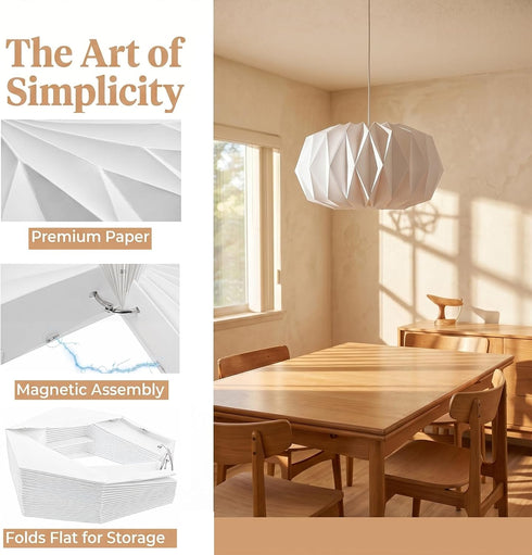 KALLORY Magnetic Origami Lampshade Decorative Light Cover Accessory Pleated Paper Lamp Shade for Bedroom Living Room
