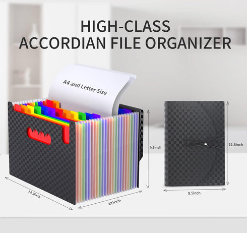 Expanding File Folders Accordion Organizer with 24 Pockets, Letter Size Document Folder for Storage