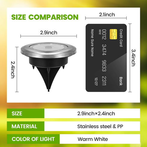 16 Pack PATIOWIN Mini Solar Ground Lights, Solar Powered Pathway Lights, Waterproof Outdoor Light for Garden, Driveway