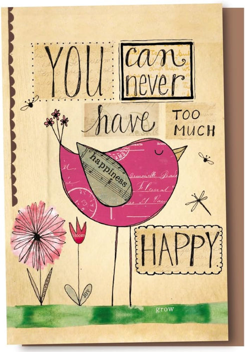 Tree-Free Greetings Never Too Happy All Occasion Cards - 12 Recycled 4x6 Notecards & White Envelopes, Made in USA