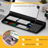 Desktop Glass Whiteboard with Ruler Marker, Calculator (12 Digit LCD Display), Tilted Keyboard Stand, Black