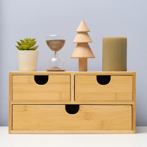 MEEDEN Bamboo Desk Organizer with Drawers - Desktop Storage Drawer Container for Office Home Toiletries Supplies