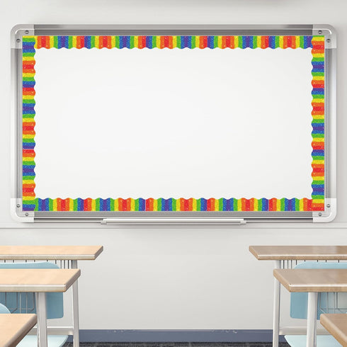 Whaline 32.8Ft Colorful Stripe Bulletin Board Border - Rainbow Die Cut Trim for Pride Day Party Supplies