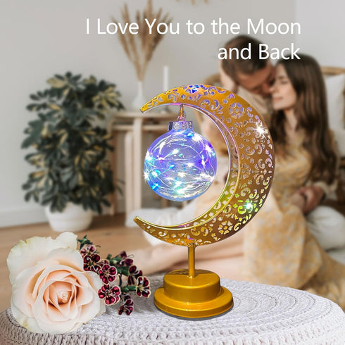 Mayamila Decorative Table Lamp, Crescent Moon Light Ramadan Table Decor, Battery Powered Christmas Ramadan Desk Lamp